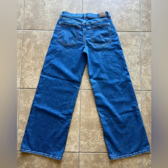 American Eagle Low Rise Ultra Wide Leg Jeans Extra Long Dark Wash Baggy Jeans. - Picture 10 of 16